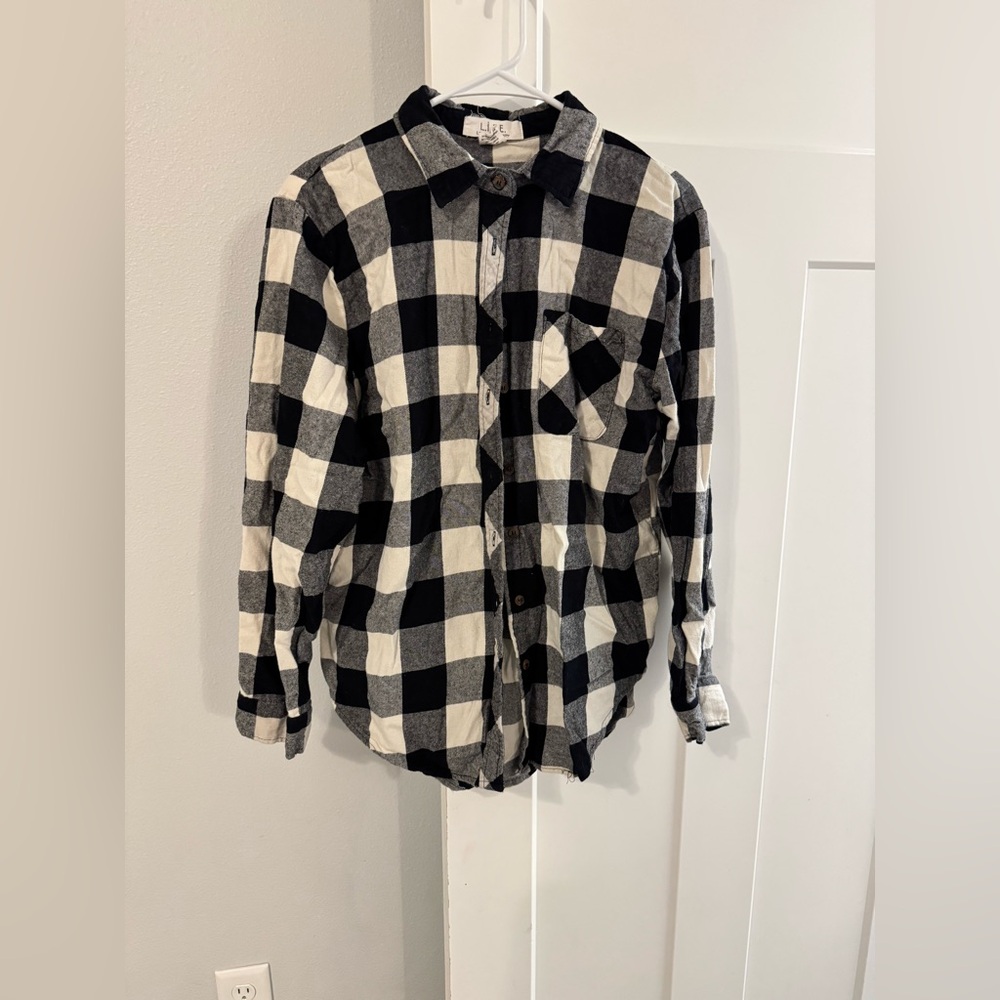 Classic Black and White Plaid Men's Shirt